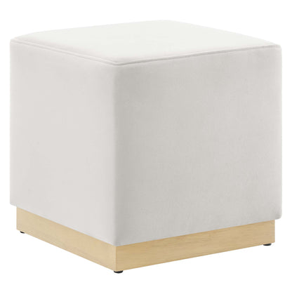 Tilden 17in square velvet ottoman by Modway, light gray fabric with wood base on Tampa Home & Garden Store