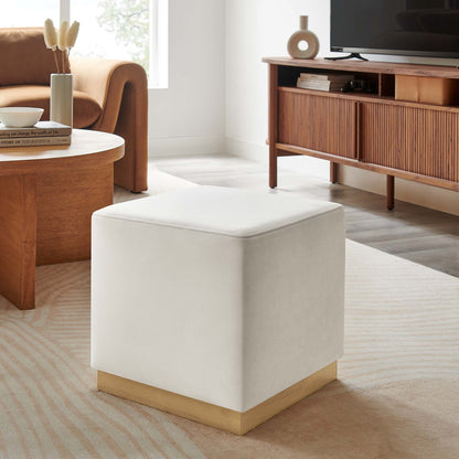 Tilden 17-inch square performance velvet upholstered ottoman by Modway, cream; pair of ottomans on Tampa Home & Garden Store