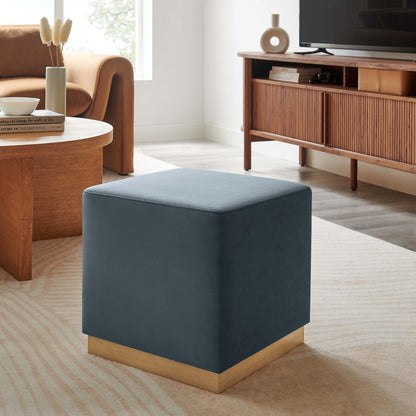 Tilden 17in square performance velvet ottoman in blue by Modway on Tampa Home & Garden Store