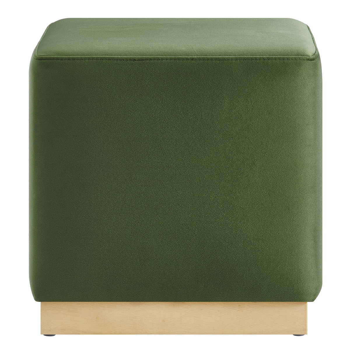 Modway Tilden 17in square performance velvet upholstered ottoman in green with natural wood base on Tampa Home & Garden Store