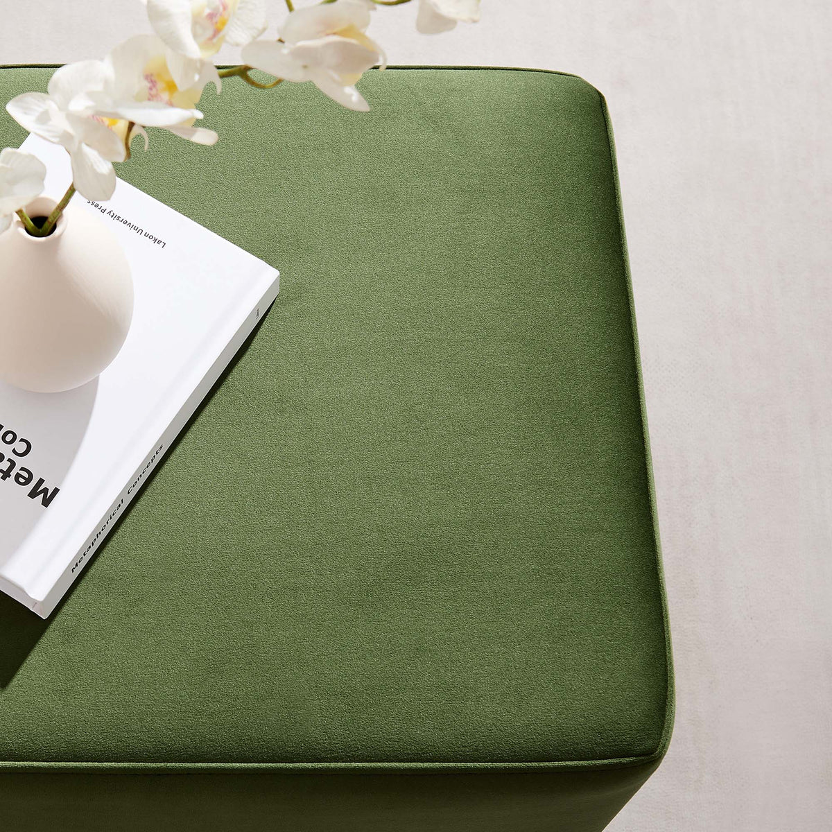 Green 17-inch square performance velvet ottoman by Modway, HouseOfZazla on Tampa Home & Garden Store