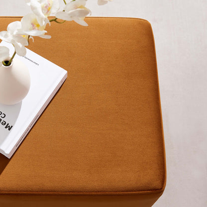 Tilden 17in square performance velvet upholstered ottoman orange-brown velvet by Modway on Tampa Home & Garden Store