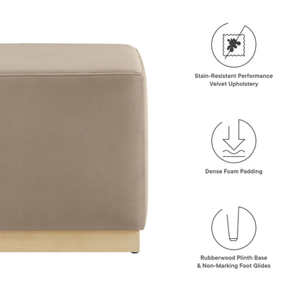 Tilden 17in square performance velvet upholstered ottoman beige taupe by Modway on Tampa Home & Garden Store