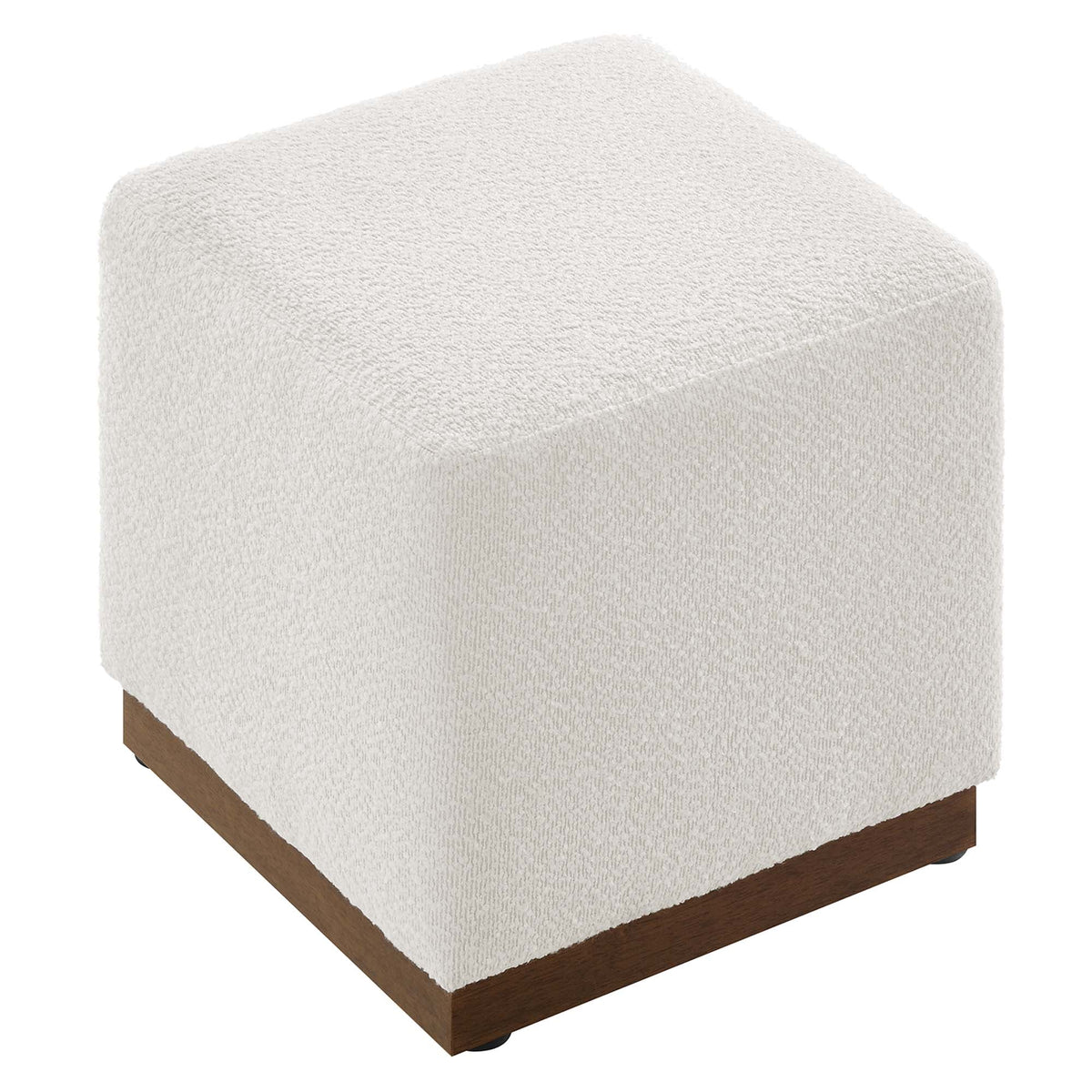 Tilden 17in Square Boucle Upholstered Ottoman cream boucle fabric with wood legs by Modway on Tampa Home & Garden Store