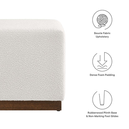 Tilden 17in square boucle ottoman in beige fabric with dense foam padding by Modway on Tampa Home & Garden Store
