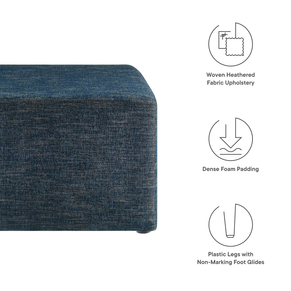 Callum 28in square woven heathered fabric ottoman in denim by HouseOfZazla on Tampa Home & Garden Store