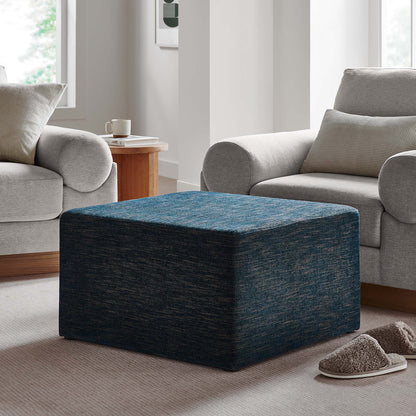 Callum Large 28in Square Woven Heathered Upholstered Ottoman by Modway, dark navy fabric on Tampa Home & Garden Store