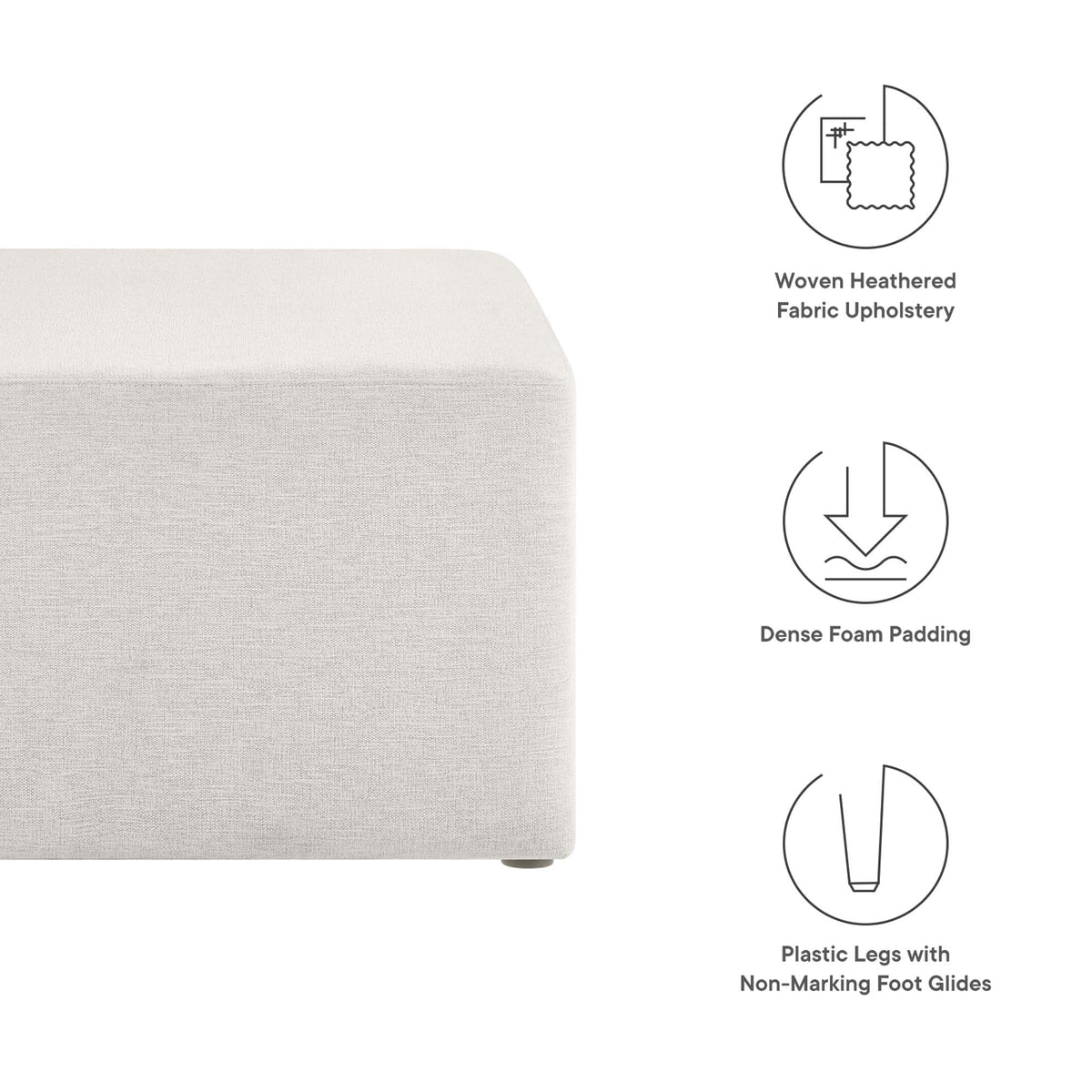 Callum Large 28in square woven beige fabric upholstered ottoman by Modway, HouseOfZazla on Tampa Home & Garden Store