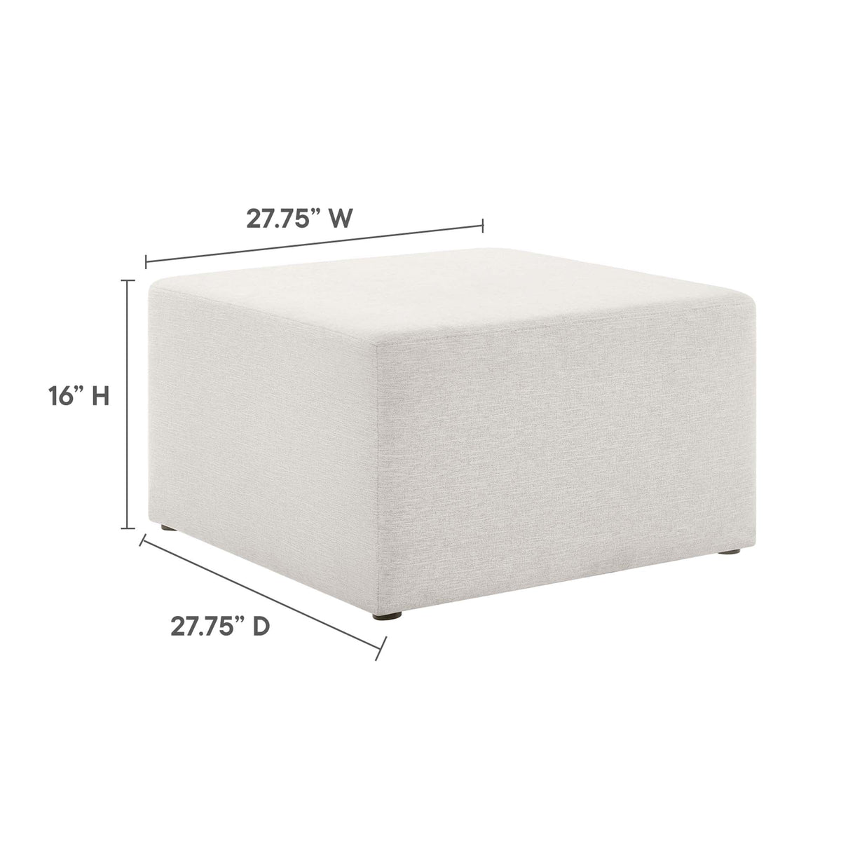 Callum Large 28in square woven heathered fabric upholstered ottoman beige by Modway on Tampa Home & Garden Store
