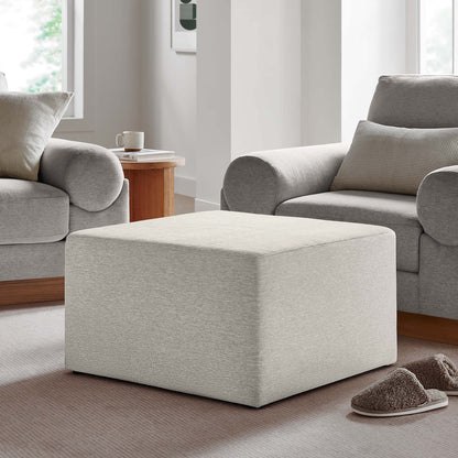 Callum Large 28-inch Square Woven Heathered Fabric Upholstered Ottoman set of 2 in light gray on Tampa Home & Garden Store