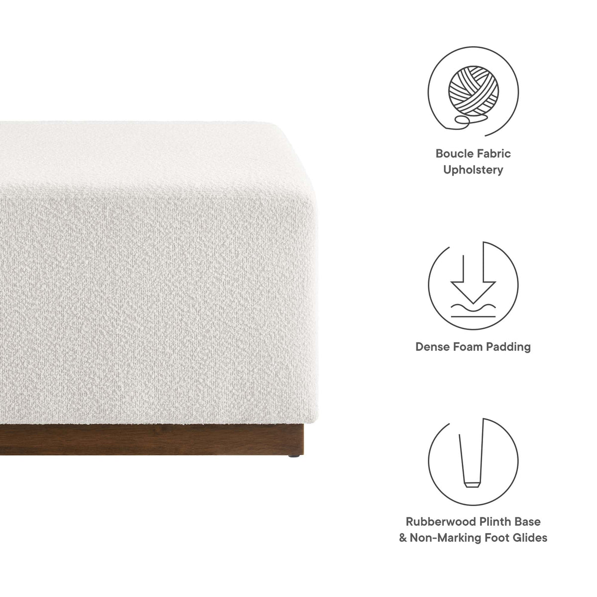 Tilden Large 28in Square Boucle Upholstered Ottoman Modway light beige boucle fabric on Tampa Home & Garden Store