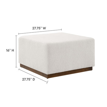 Tilden Large 28in Boucle Ottoman by Modway cream upholstery with dark wood base on Tampa Home & Garden Store