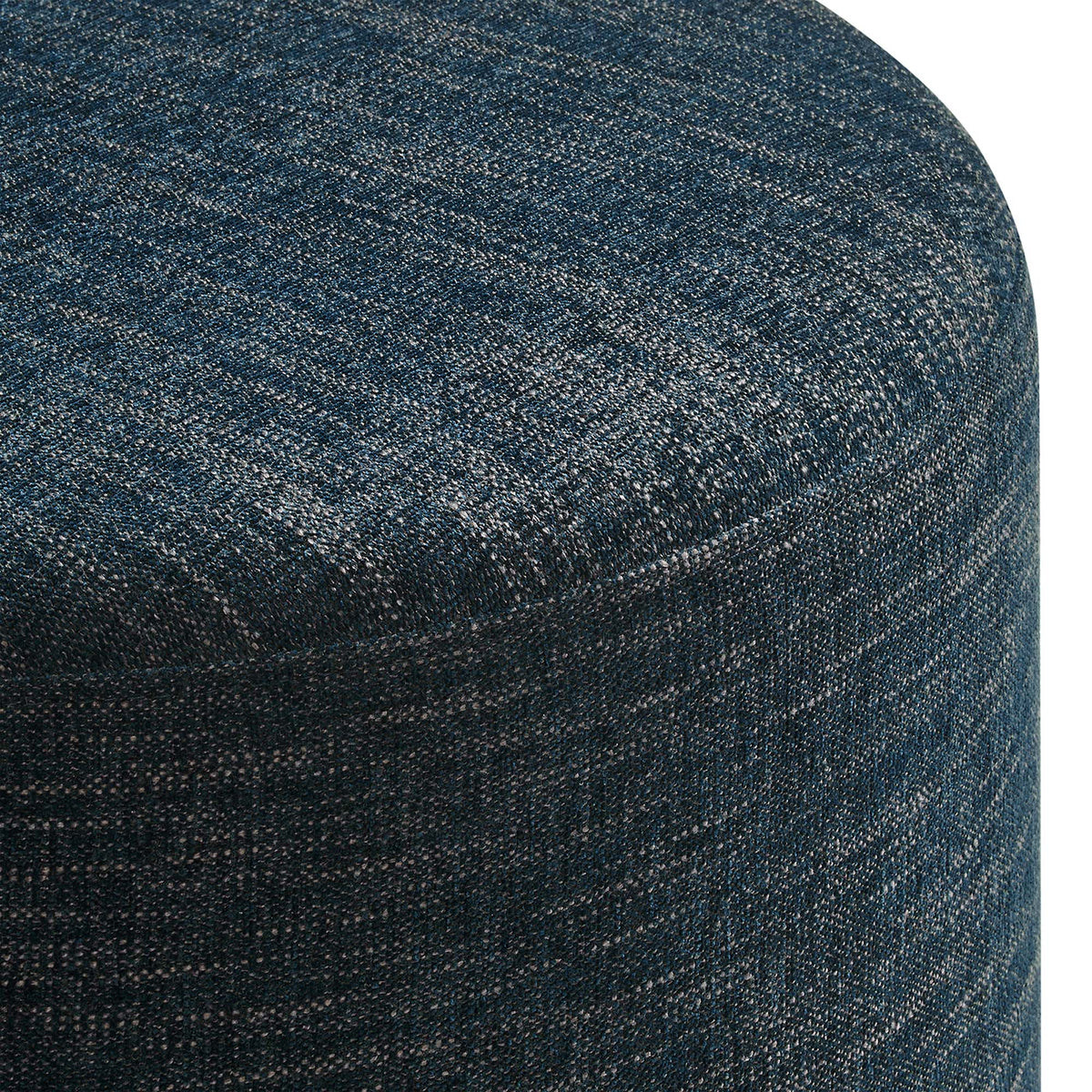 Callum large round woven heathered fabric upholstered ottoman in deep blue by Modway on Tampa Home & Garden Store