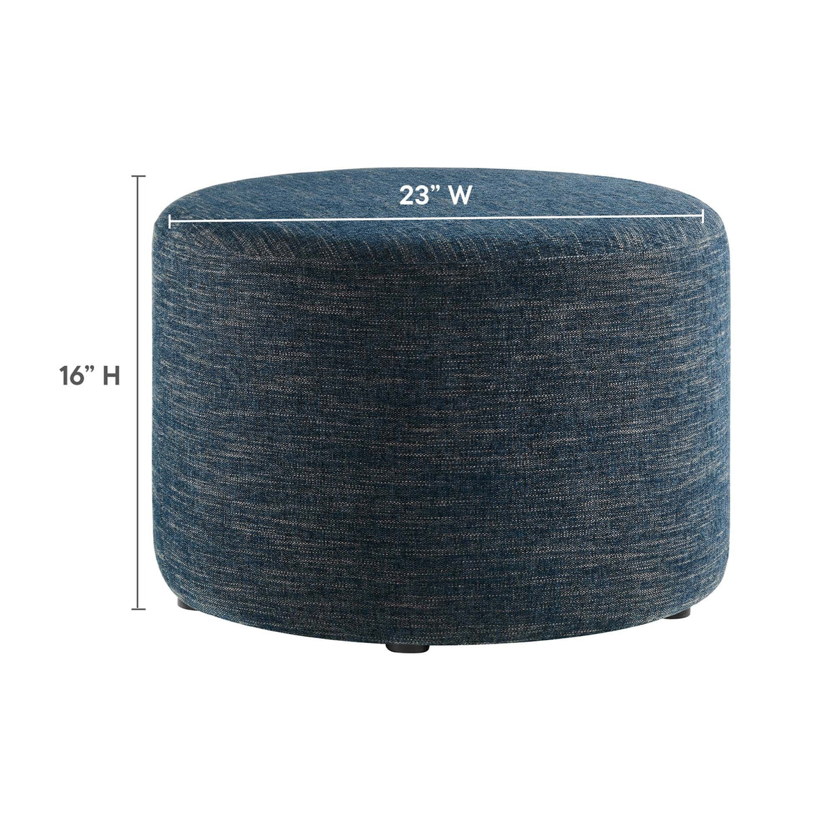Callum Large Round Woven Heathered Fabric Upholstered Ottoman by Modway, denim blue fabric on Tampa Home & Garden Store