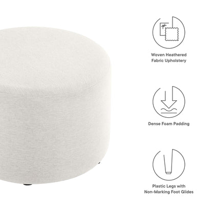 Callum large round woven heathered fabric upholstered ottoman by Modway, light beige on Tampa Home & Garden Store