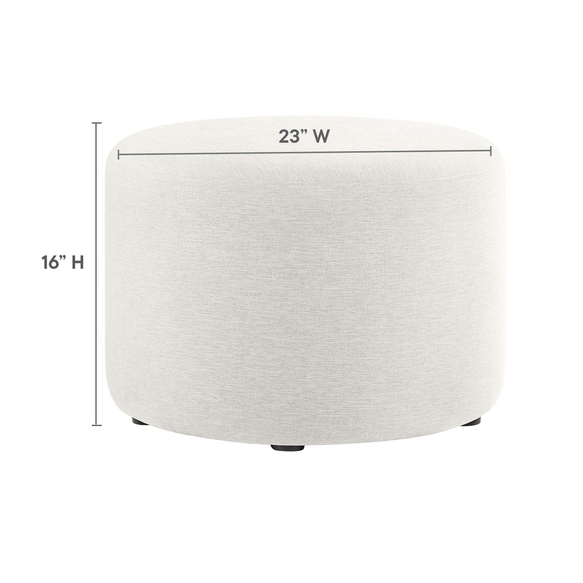 Callum large round woven heathered fabric upholstered ottoman by Modway in light beige, 23W on Tampa Home & Garden Store