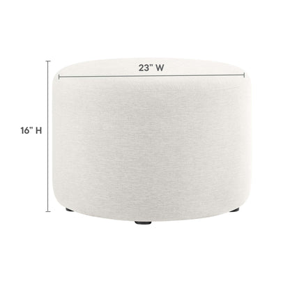 Callum large round woven heathered fabric upholstered ottoman by Modway in light beige, 23W on Tampa Home & Garden Store