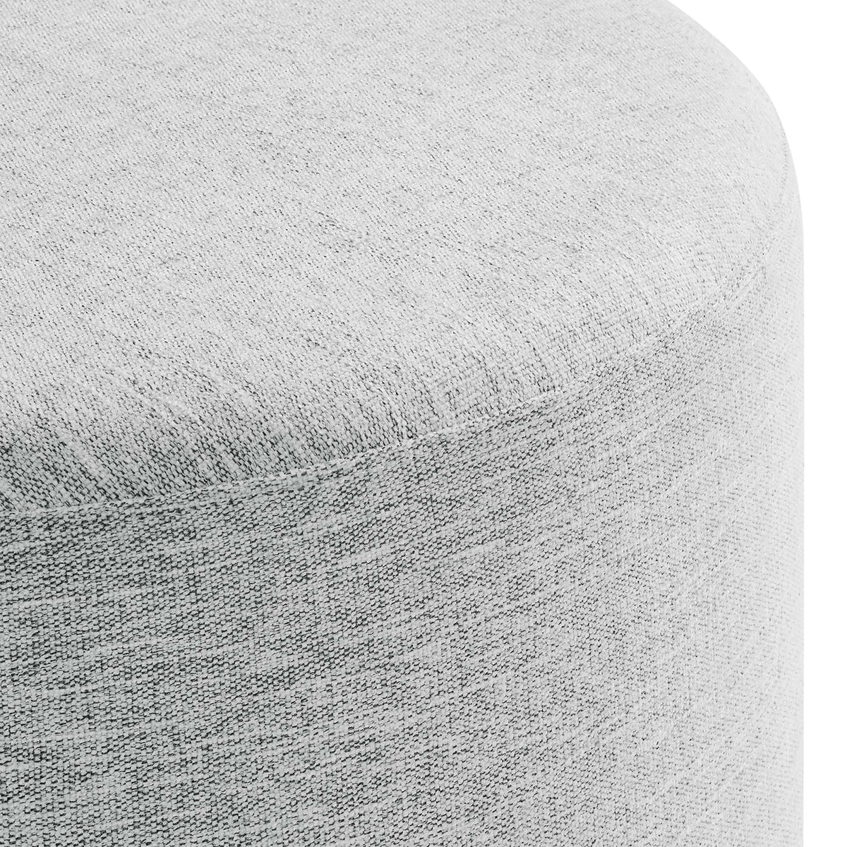 Callum Large Round Woven Heathered Fabric Upholstered Ottoman gray upholstery on Tampa Home & Garden Store