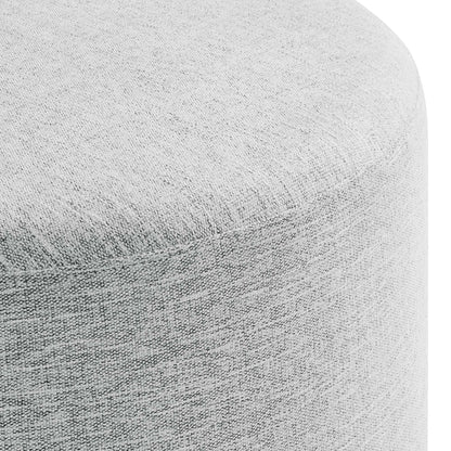 Callum Large Round Woven Heathered Fabric Upholstered Ottoman gray upholstery on Tampa Home & Garden Store