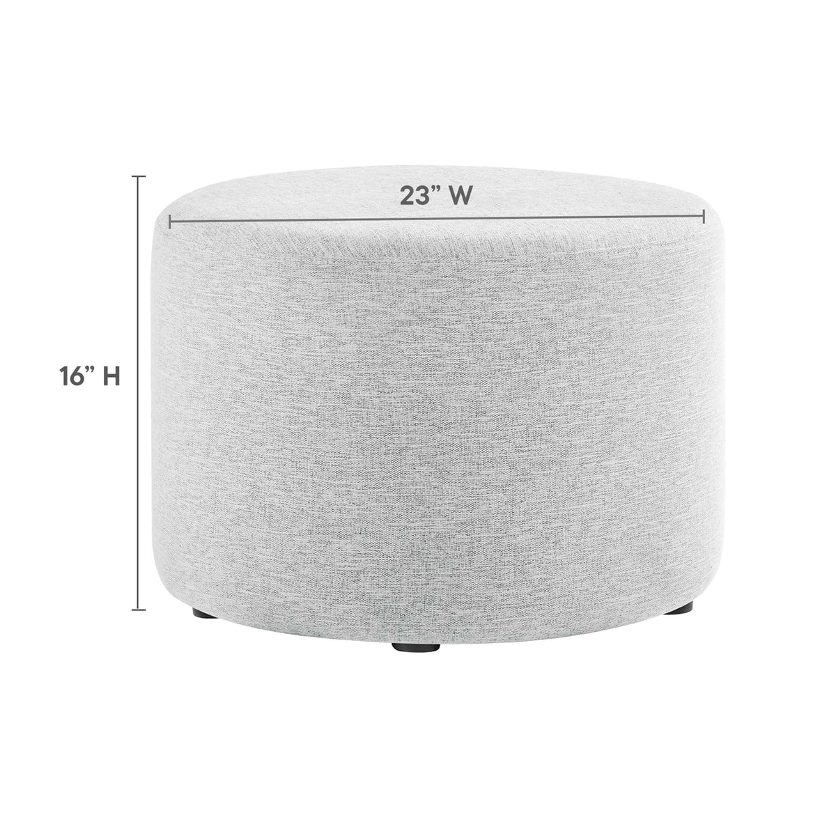 Callum round woven heathered fabric ottoman by Modway, light grey upholstery on Tampa Home & Garden Store