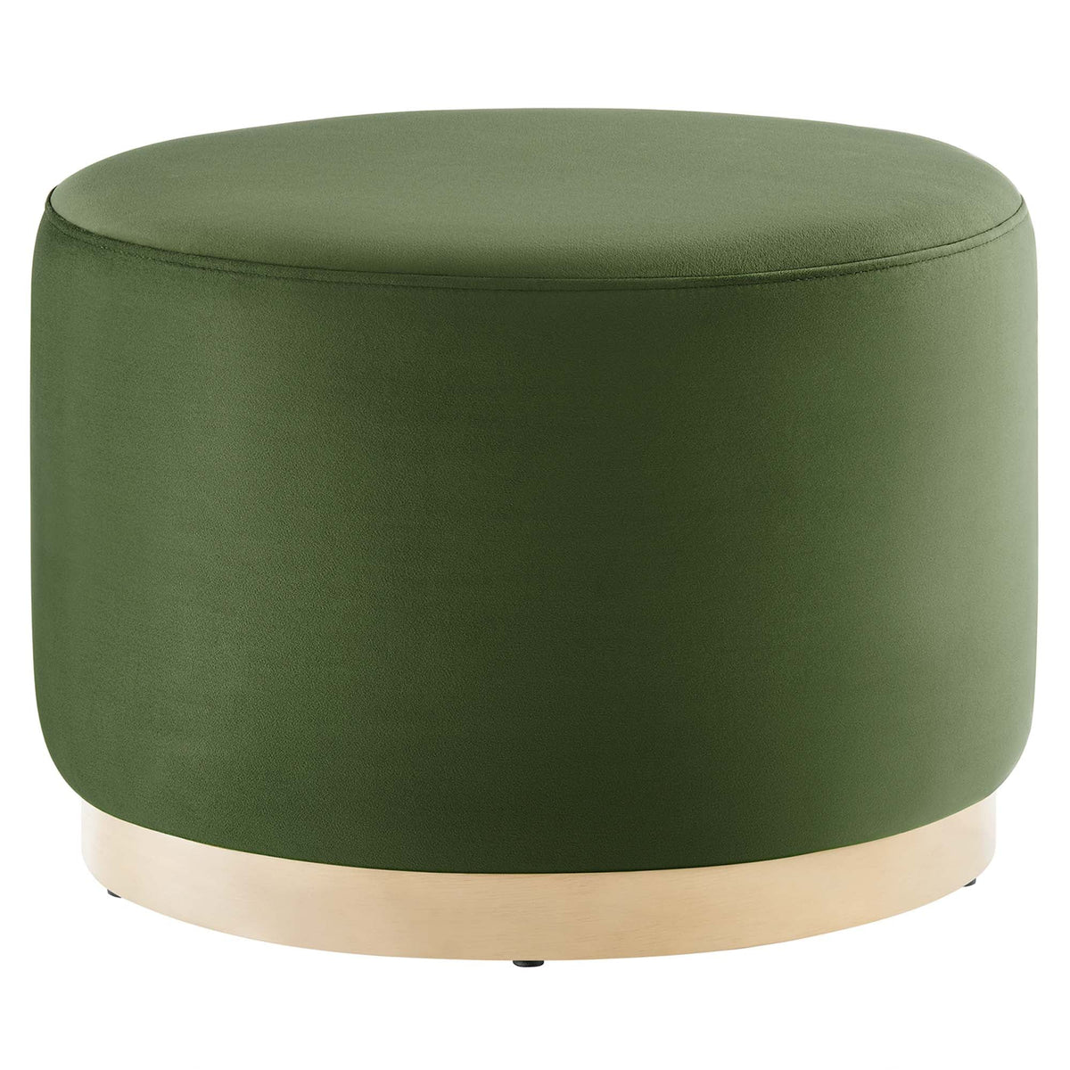 Tilden Large Round Performance Velvet Ottoman green with wood base HouseOfZazla on Tampa Home & Garden Store