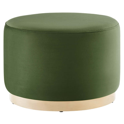 Tilden Large Round Performance Velvet Ottoman green with wood base HouseOfZazla on Tampa Home & Garden Store