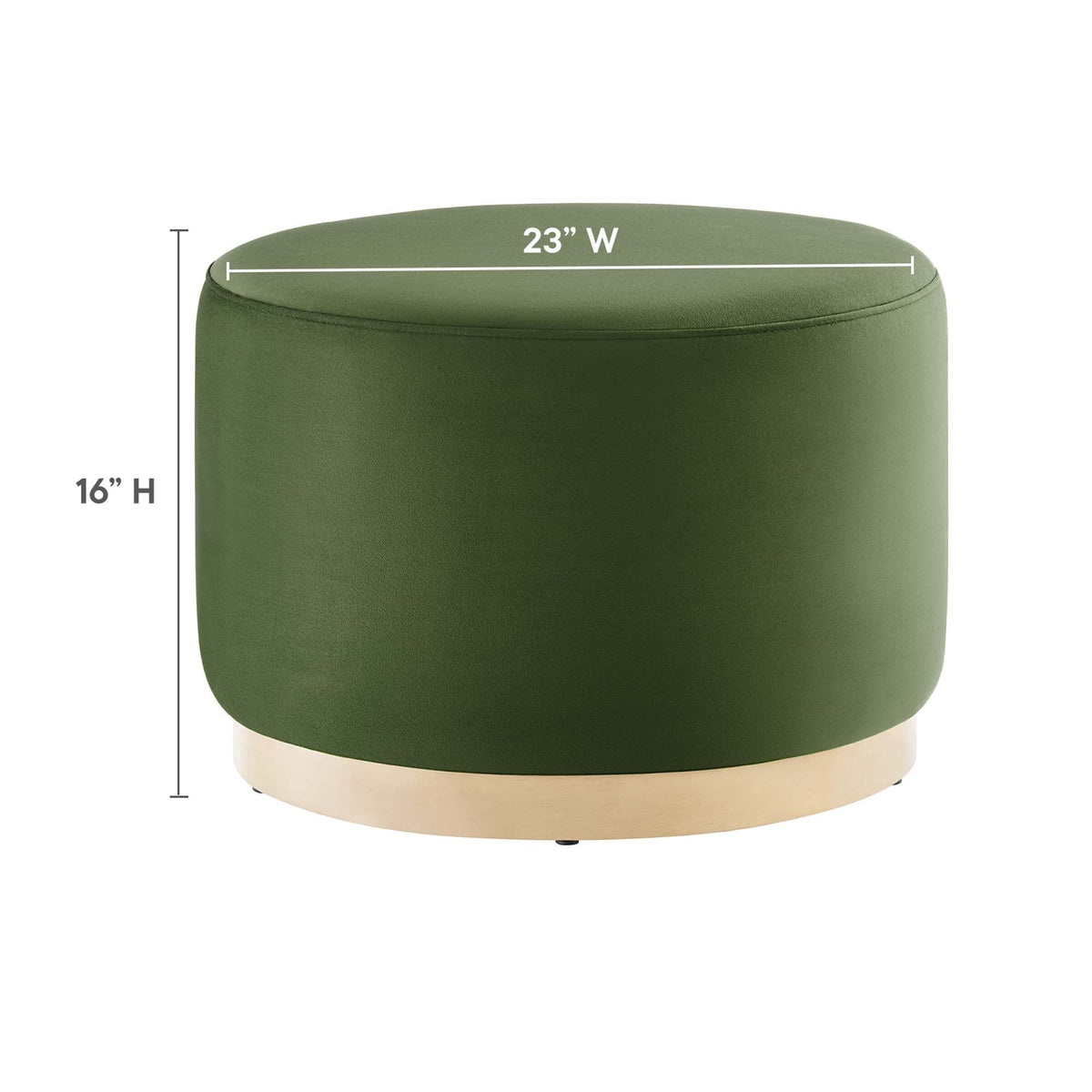 Tilden round performance velvet ottoman olive green with natural wood base HouseOfZazla 23in on Tampa Home & Garden Store