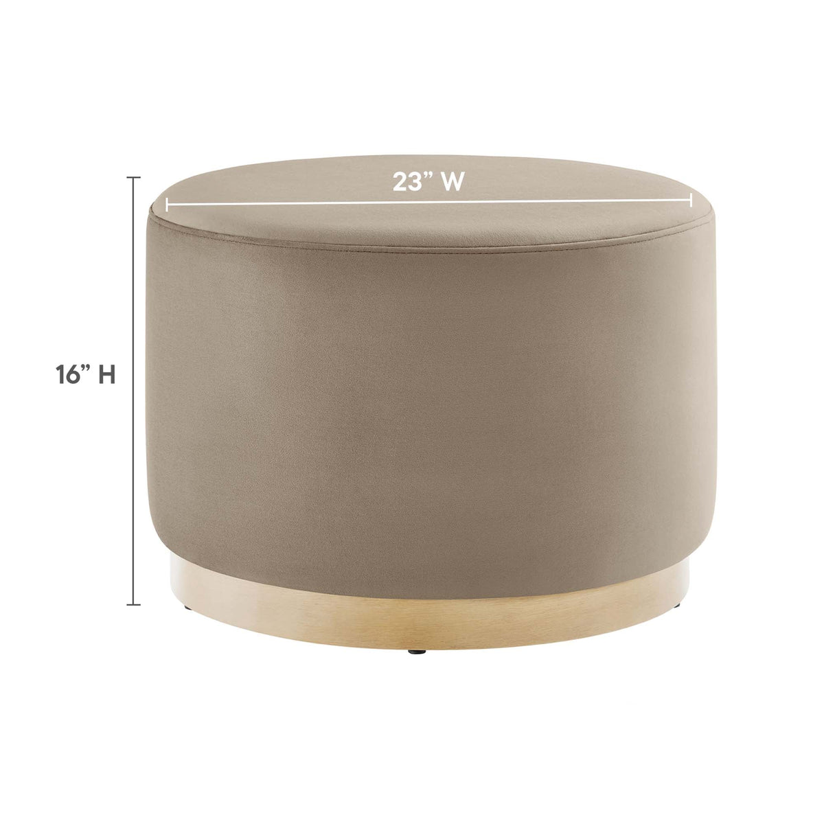 HouseOfZazla Tilden round velvet ottoman beige 23-inch dia 16-inch height on Tampa Home & Garden Store