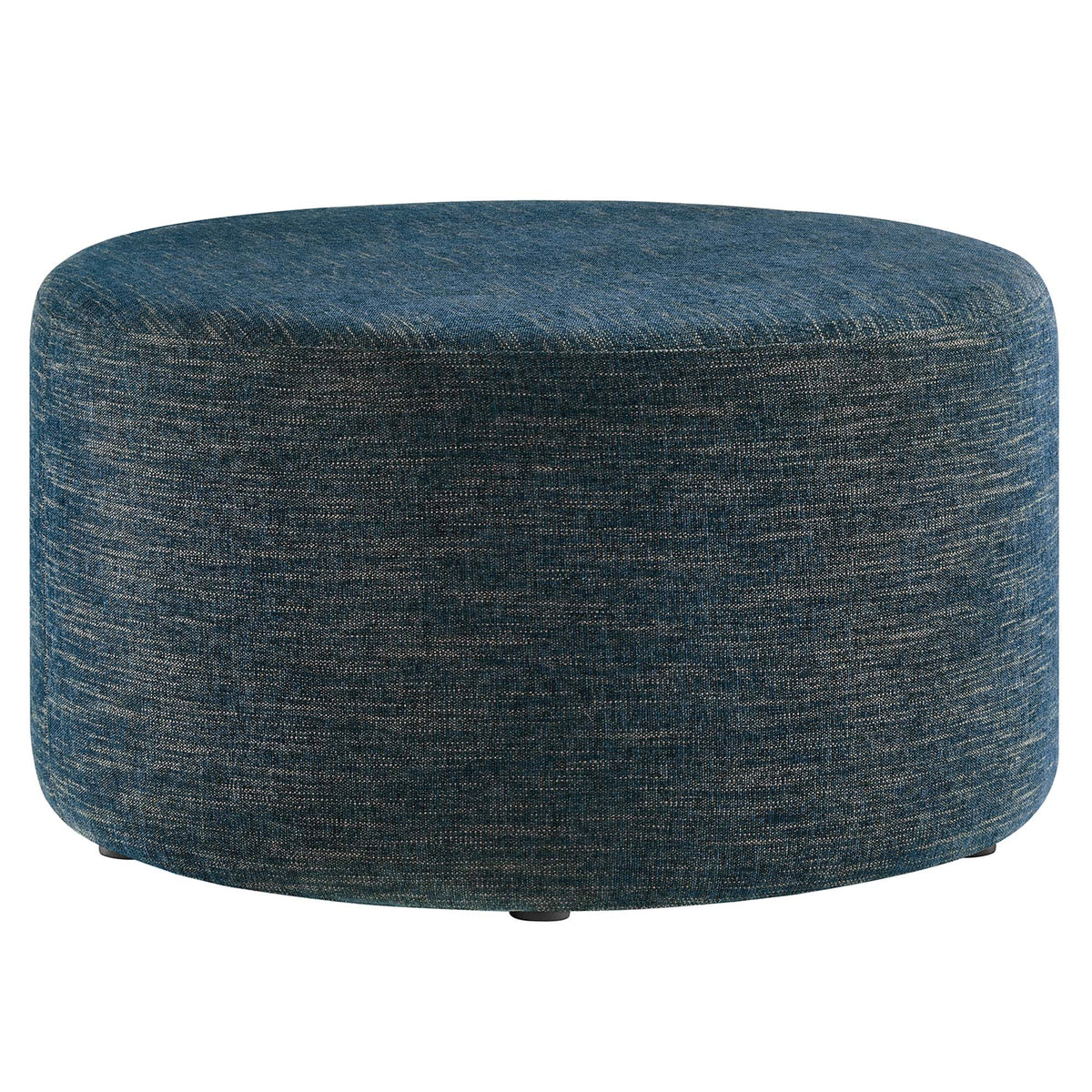 Callum Large Round Woven Heathered Fabric Upholstered Ottoman denim blue by Modway on Tampa Home & Garden Store