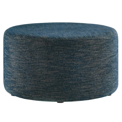 Callum Large Round Woven Heathered Fabric Upholstered Ottoman denim blue by Modway on Tampa Home & Garden Store