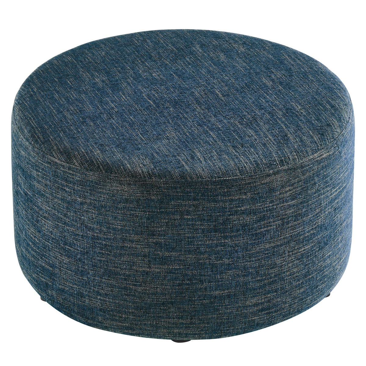 Callum large round woven heathered fabric upholstered ottoman in blue denim by Modway on Tampa Home & Garden Store