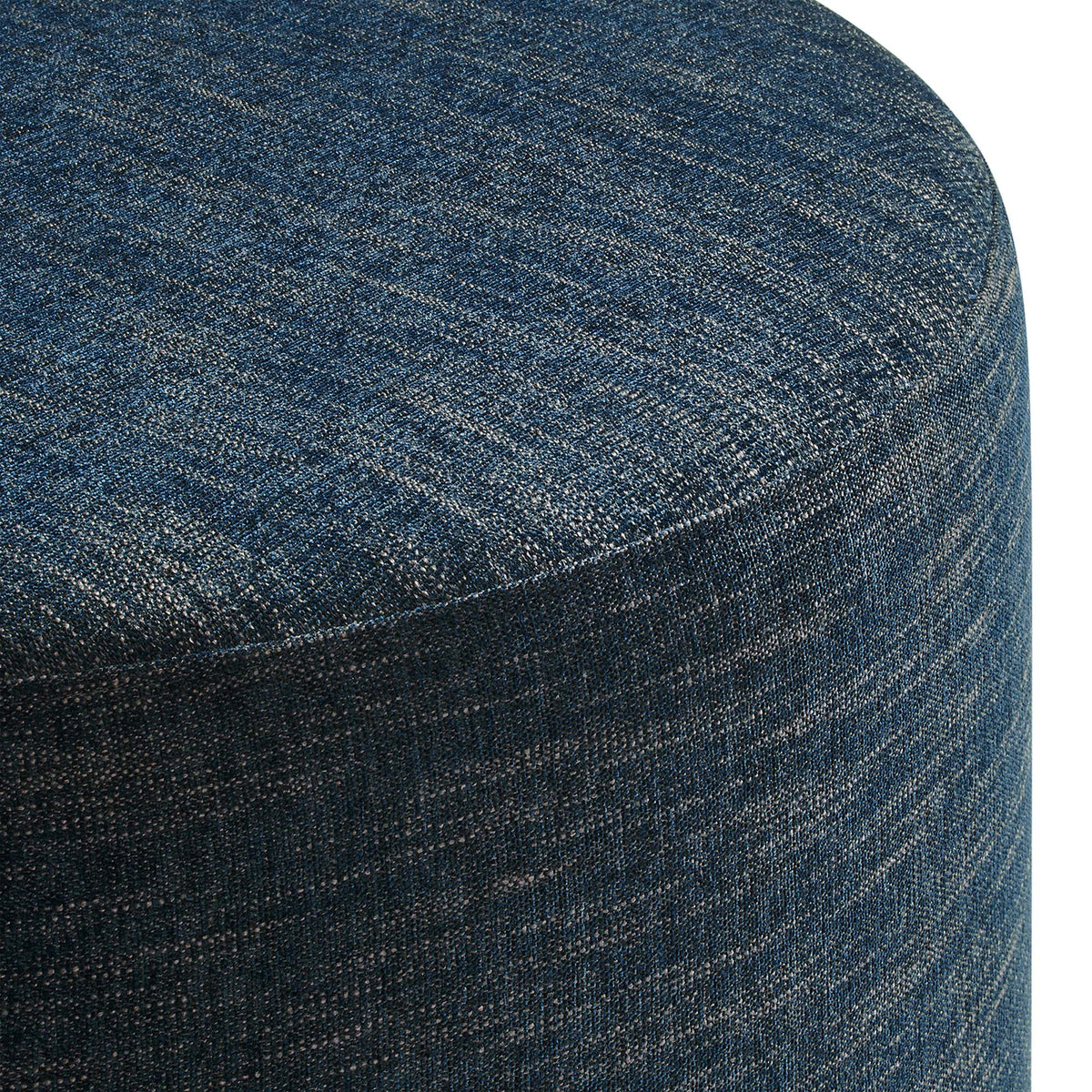 Callum large round woven heathered fabric upholstered ottoman in denim blue by Modway on Tampa Home & Garden Store