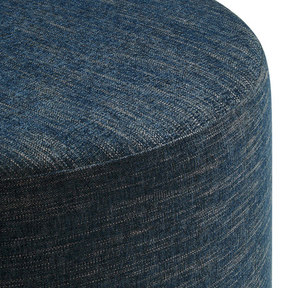 Callum large round woven heathered fabric upholstered ottoman in denim blue by Modway on Tampa Home & Garden Store