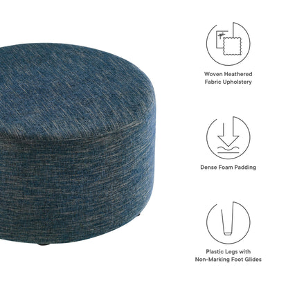 Callum Large Round Woven Heathered Fabric Upholstered Ottoman blue denim fabric by Modway on Tampa Home & Garden Store