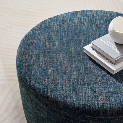 Callum large round woven fabric upholstered ottoman in blue heather by Modway on Tampa Home & Garden Store
