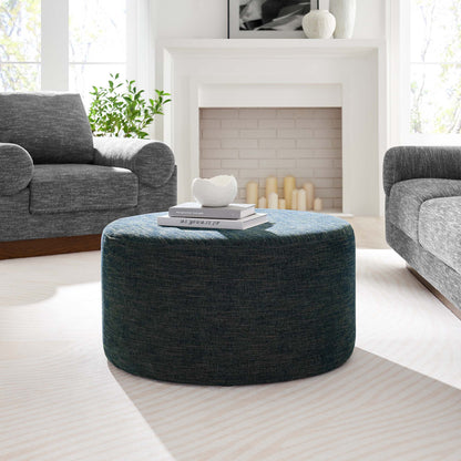 Callum Large Round Woven Heathered Fabric Upholstered Ottoman charcoal gray fabric by Modway on Tampa Home & Garden Store