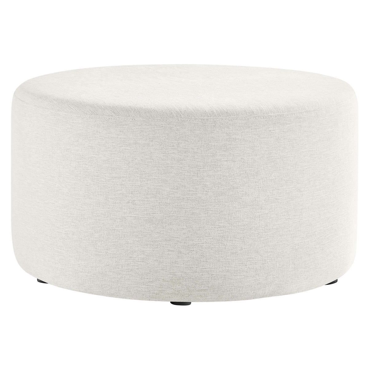 Callum large round woven heathered upholstered ottoman by Modway, off-white fabric on Tampa Home & Garden Store