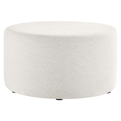 Callum large round woven heathered upholstered ottoman by Modway, off-white fabric on Tampa Home & Garden Store