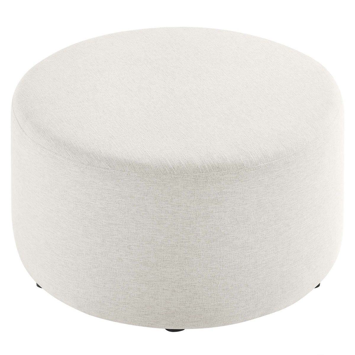 Callum Large Round Woven Heathered Fabric Upholstered Ottoman cream beige by Modway on Tampa Home & Garden Store
