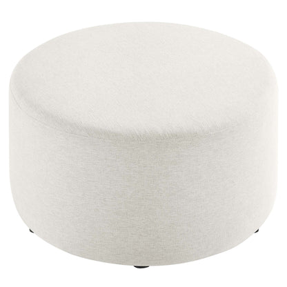 Callum Large Round Woven Heathered Fabric Upholstered Ottoman cream beige by Modway on Tampa Home & Garden Store