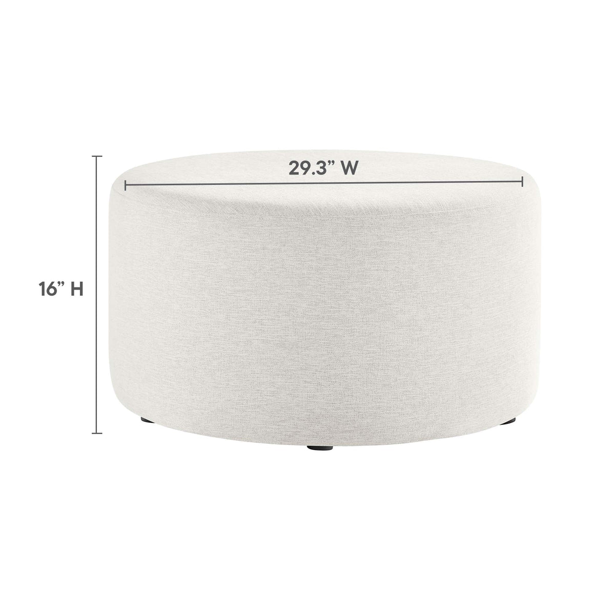 Callum Large Round Woven Heathered Fabric Upholstered Ottoman by Modway, light beige fabric on Tampa Home & Garden Store