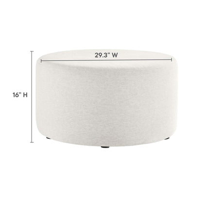 Callum Large Round Woven Heathered Fabric Upholstered Ottoman by Modway, light beige fabric on Tampa Home & Garden Store