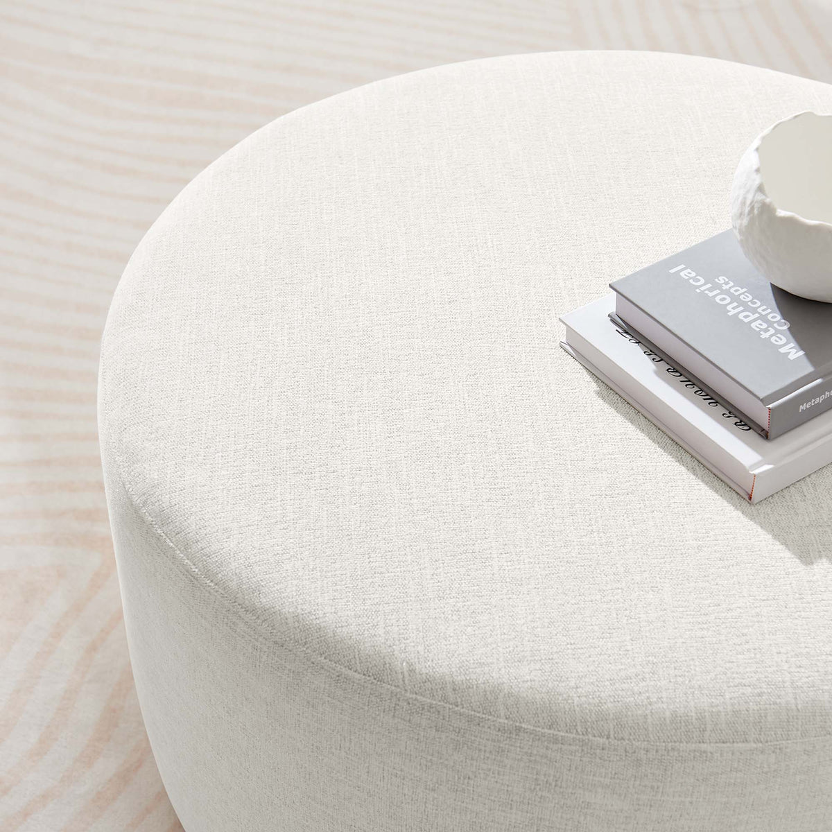 Callum large round woven heathered fabric upholstered ottoman by Modway in beige on Tampa Home & Garden Store