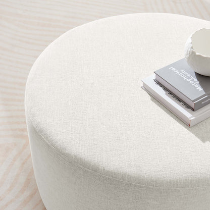 Callum large round woven heathered fabric upholstered ottoman by Modway in beige on Tampa Home & Garden Store