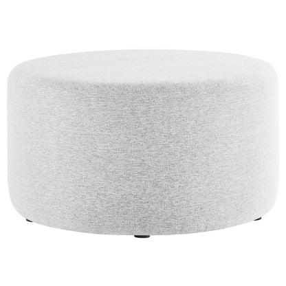 Callum large round woven heathered fabric ottoman, light gray upholstery on Tampa Home & Garden Store