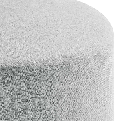 Callum large round woven heathered fabric upholstered ottoman by Modway, gray textured weave on Tampa Home & Garden Store