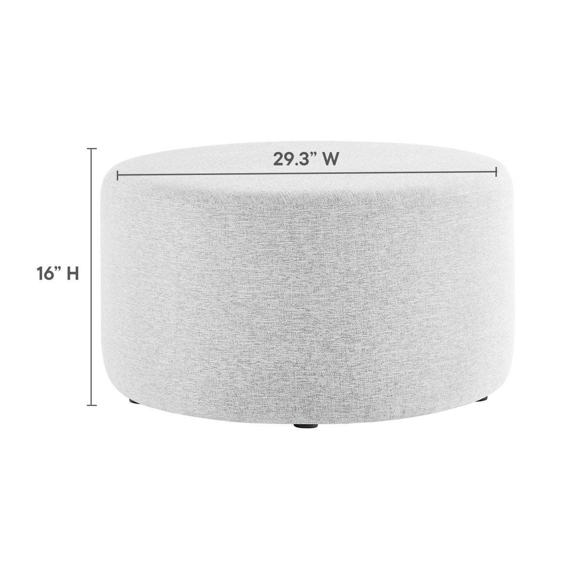 Callum round woven heathered fabric upholstered ottoman by Modway light gray 29.3W x 16H on Tampa Home & Garden Store