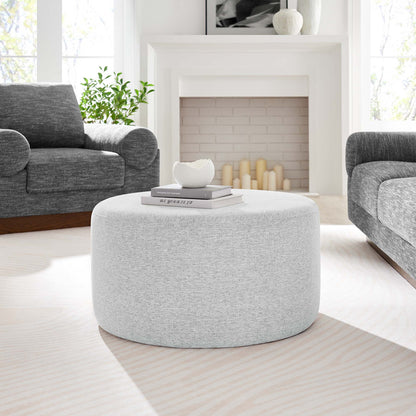 Callum large round woven heathered fabric upholstered ottomans pair by Modway gray on Tampa Home & Garden Store