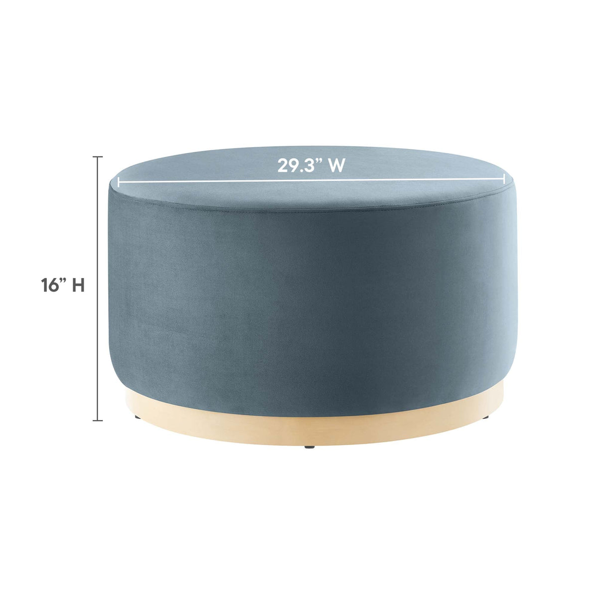 Tilden Round Velvet Ottoman blue with beige base HouseOfZazla on Tampa Home & Garden Store