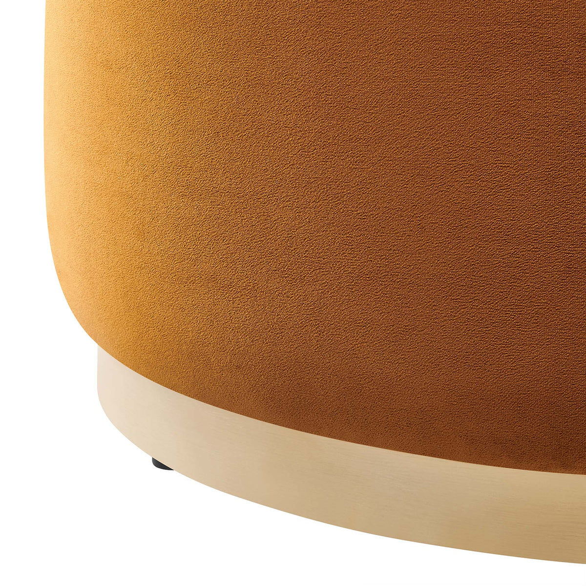 Tilden large round performance velvet upholstered ottoman in warm brown by HouseOfZazla on Tampa Home & Garden Store
